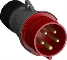 Amphenol ABB CEE kištukas 16A, 3 polių + nulis + įžeminimas, 6 valandos padala, raudonas, IP44, plastikinis, su varžtiniais gnybtais