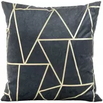 Eurofirany BLINK / 29 Aksominis pagalvės užvalkalas su auksiniu geometriniu raštu, 45X45 cm, spalva: tamsiai mėlyna / šviesiai auksinė