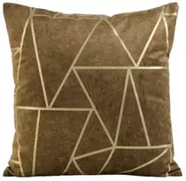 Eurofirany BLINK / 29 Aksominis pagalvės užvalkalas su auksiniu geometriniu raštu, 45X45 cm, spalva: ruda / šviesiai auksinė