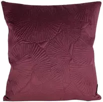 Eurofirany VELVET / 58 Minkšto aksomo pagalvės užvalkalas su įspaustu ginkmedžio lapų raštu, 45X45 cm, spalva: bordinė