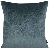 Eurofirany VELVET / 58 Minkšto aksomo pagalvės užvalkalas su įspaustu ginkmedžio lapų raštu, 45X45 cm, spalva: tamsi mėtų