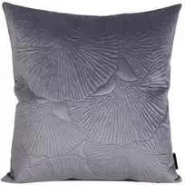 Eurofirany VELVET / 58 Minkšto aksomo pagalvės užvalkalas su įspaustu ginkmedžio lapų raštu, 45X45 cm, spalva: plieno