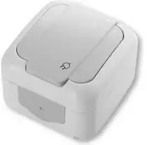 Panasonic Palmiye virštinkinis, hermetiškas, pilkas vienvietis kištukinis lizdas (Schuko, IP54), (90555508)