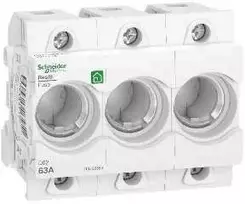 Schneider Electric Resi9 Neozed D02 3P 63A saugiklio laikiklis DIN bėgiui be varžto galvutės R9J02063