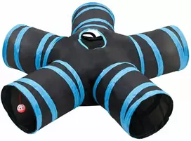 Tunelis katėms, 5 krypčių, juodas ir mėlynas, 25cm, poliesteris
