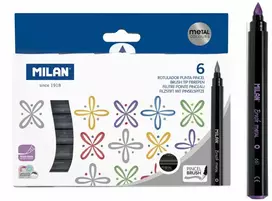 MILAN BRUSH METALIC markeriai, 6 spalvos, kartoninėje pakuotėje