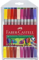 Flomasteriai Faber-Castell, dvipusiai, 20 spalvų