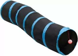 Tunelis katėms, juodas ir mėlynas, 122cm, poliesteris, S formos