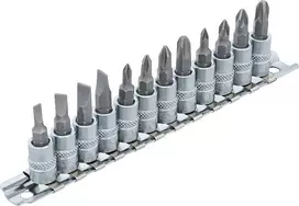 Bgs Technic Įpresuotų antgalių rinkinys | 6.3 mm (1/4") plokšti SL, kryžminiai PH / PZ | 12 vnt.. (2163)