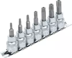 Bgs Technic Įpresuotų antgalių rinkinys | 10 mm (3/8") | T-Star su skyle (Torx) T15 - T50 | 7 vnt. (9341)