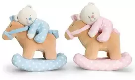 KEEL TOYS meškiukas ant muzikinio arkliuko