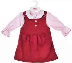 BABY C 0-9 mėn. dviejų dalių rinkinys, marškinėliai ir raudona suknelė