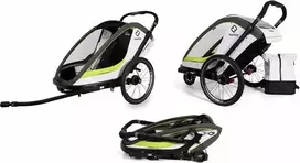 Hamax Breeze One - vienvietė 2in1 dviračio priekaba vienam vaikui | Balta/Žalia