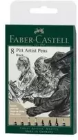 Rašikliai piešimui Faber-Castell Pitt Artist Pen #199, 8vnt (XXS,S,F,M,1.5,C,B,FH)