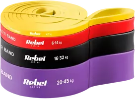 Latekso mankštos juostų rinkinys - Power Band PLs-2, 4-45 kg, 4 juostos, REBEL ACTIVE