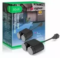 Nous Išmanioji rozetė ZigBee, dviguba, 230Vac 16A, hermetiška IP44, su energijos matavimu, TUYA / Smart Life
