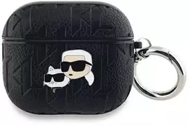 Apple AirPods 3 Karl Lagerfeld Cover Monogram Karl & Choupette Head ausinių dėklas juodos spalvos