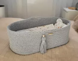 My Sweet Baby Pintas kūdikio lopšys su čiužinuku, medvilninis, pilkas