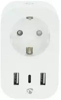 Nedis „SmartLife“ išmanusis „Wi-Fi“ kištukas | Galios matuoklis | 3680 W | F tipas (CEE 7/7) / 1 x USB-C™ / 2 x USB | 0–55 °C | „Android™“ / „iOS“ | Balta | 1 vnt.