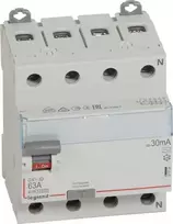 Legrand liekamosios srovės grandinės pertraukiklis 4P 63A 0,03A tipas AC P304 DX3 411704