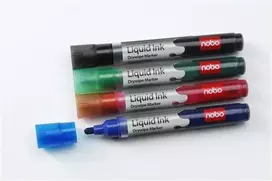 Baltos lentos žymekliai NOBO Liquid Ink, 6 vnt., įv. spalvų