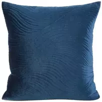 Eurofirany RIA5 Aksominis pagalvės užvalkalas, dygsniuotas tradiciniu būdu, su banguotu raštu, 45X45 cm, spalva: mėlyna