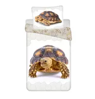Patalynė bawełniana 140x200 Żółw Turtle balta smėlio sp. poszewka 70x90