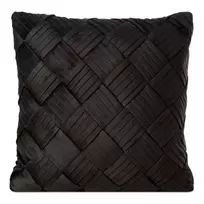 Eurofirany Juodas aksominis pagalvės užvalkalas, 45x45 cm dekoratyvinis pagalvėlės užvalkalas, minkštas poliesterio pagalvės užvalkalas, modernus namų dekoro pagalvės užvalkalas, interjero detalė