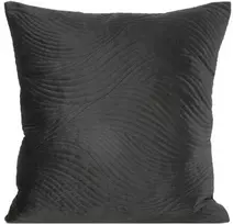 Eurofirany RIA5 Aksominis pagalvės užvalkalas, dygsniuotas tradiciniu būdu, su banguotu raštu, 45X45 cm, spalva: juoda