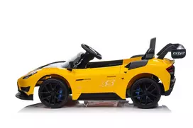 Vaikiškas elektrinis Maserati MC20 GT2 automobilis su nuotoliniu valdymu, 3 greičiai, juodas odinis sėdynė