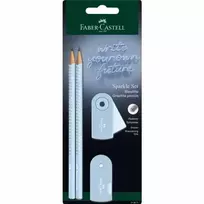 Pieštukas Faber-Castell Sparkle, 2 pieštukai + trintukas + drožtukas, melsvos spalvos
