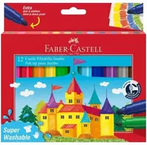 Viltpliiatsid Faber-Castell Jumbo 12-värvi supermahapestavad