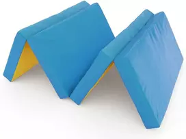 Sulankstomas gimnastikos čiužinys SANRO 200x100x10 cm mėlynai-geltonas (4 dalių)