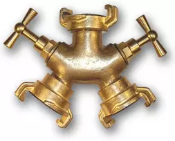 Trišakė žarnų jungtis su 2 vožtuvais Bradas IMITATE GK, žalvaris