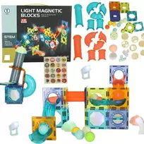 Ikonka Šviečiantis magnetinis marmurinis rutuliukų takelis 49 elementai