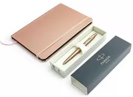 Parker Monochrome rožinis rašiklis + užrašų knygelės rinkinys