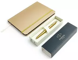 Parker Monochrome auksinis rašiklis + užrašų knygelės rinkinys