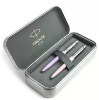 Parker Jotter Originals Lilac ir Rožinė Tušinukų dovanų rinkinys su metaliniu dėklu