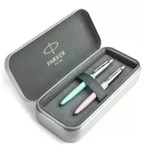 Parker Jotter Originals Rožinė ir Mint Tušinukų dovanų rinkinys su metaliniu dėklu