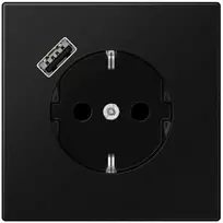 Kištukinis lizdas su USB JUNG LS1520-18ASWM (juodas, matinis, 16A/250V)