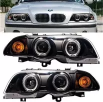 Mtuningas halogeninių lempų rinkinys juodas BMW 3 E46 prieš veido patobulinimą 1998-2001 m.