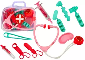 Lean Toys Vaikiška medicininė pirmosios pagalbos priemonių rinkinys rožiniame lagaminėlyje