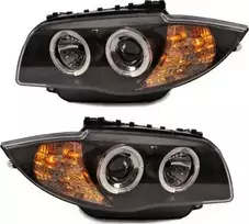 Mtuningas halogeninių lempų komplektas juodas BMW 1 E81 E82 E87 E88 2004-2011 m.