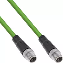 InLine® Pramoninis tinklo kabelis, M12 8 kontaktų X-koduotas kištukas/vyras, Cat.6A PUR 2m