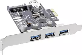 Kontroler InLine® 3+1 prievadas USB 3.0 pagrindinio kompiuterio valdiklis PCIe su SATA maitinimu ir LP laikikliu