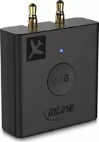 „InLine ®“ lėktuvo „Bluetooth“ garso siųstuvas, BT 5.0, aptX HD/LL, skrydžio adapteris su įkrovimo dėklu