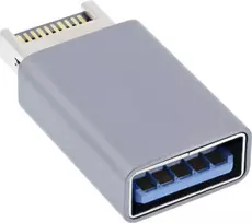 InLine® USB 3.2 adapteris, vidinis USB-E priekinio skydelio kištukinis USB-A lizdas