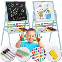 Ricokids Vaikiška dvipusė magnetinė piešimo lenta su priedais, mėlyna