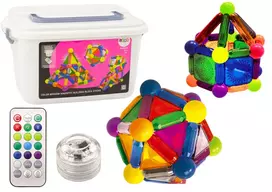 Lean Toys Magnetiniai blokeliai su apšvietimu, 154 vnt.