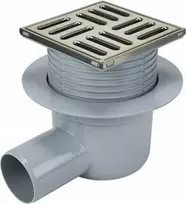 Kessel gaudyklė Reguliuojamas vonios nutekėjimas su išimtimi šonas 50 mm, grotelės 100x100 mm, grotelės ir nerūdijantis rėmas [1/5]